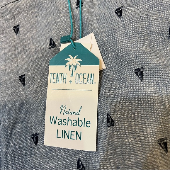 Tenth & Ocean NWT Sailboat Print Washable Linen Blend Flat Front Shorts 40 - Picture 4 of 5